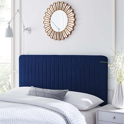 B600008306 Milenna Queen/Full Tufted Velvet Headboard, Navy sku B600008306