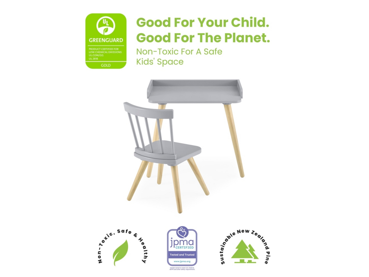 Delta Children Essex Desk and Chair Set, Black/Gray, large