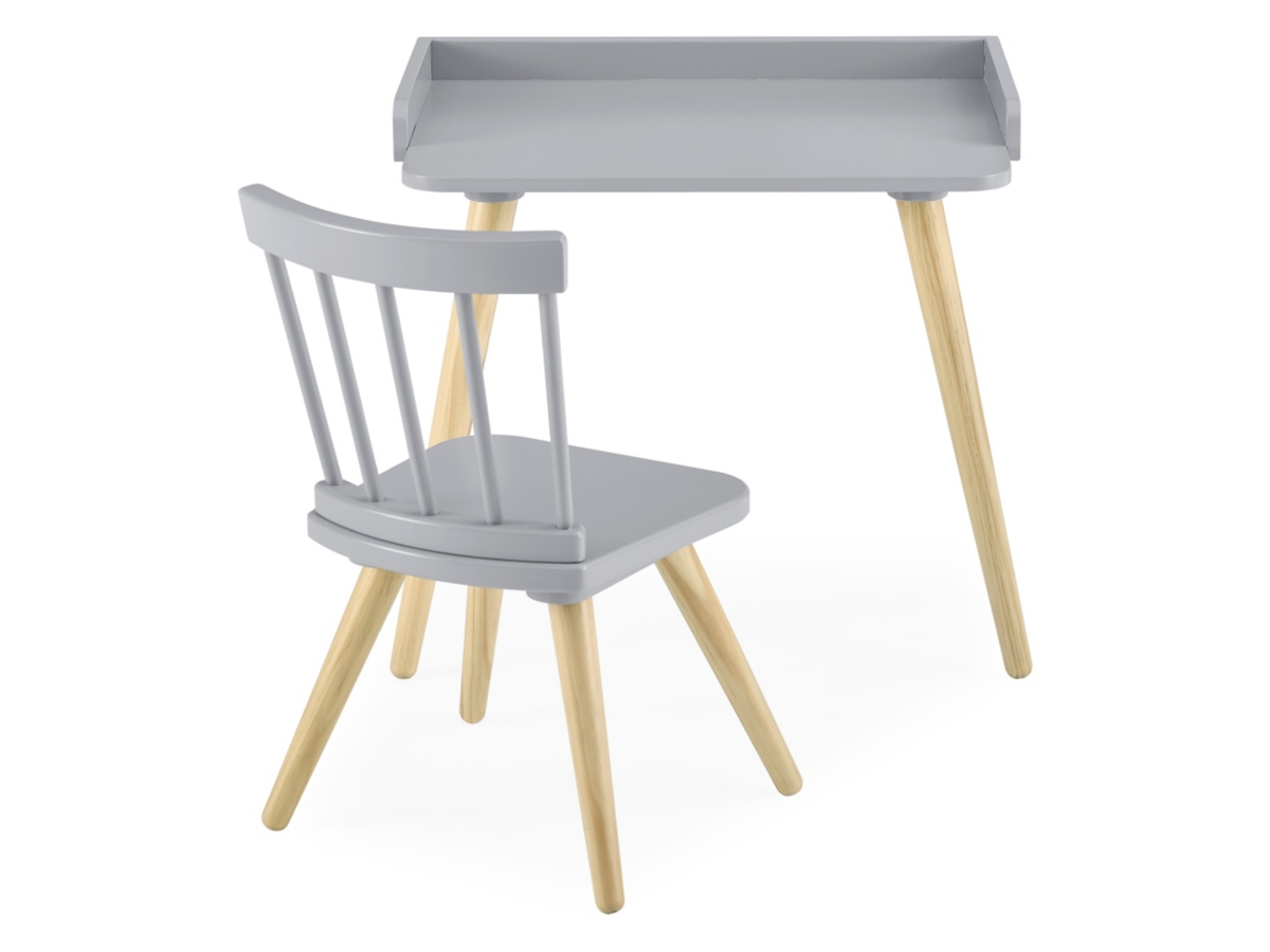 Delta Children Essex Desk and Chair Set, Black/Gray, large