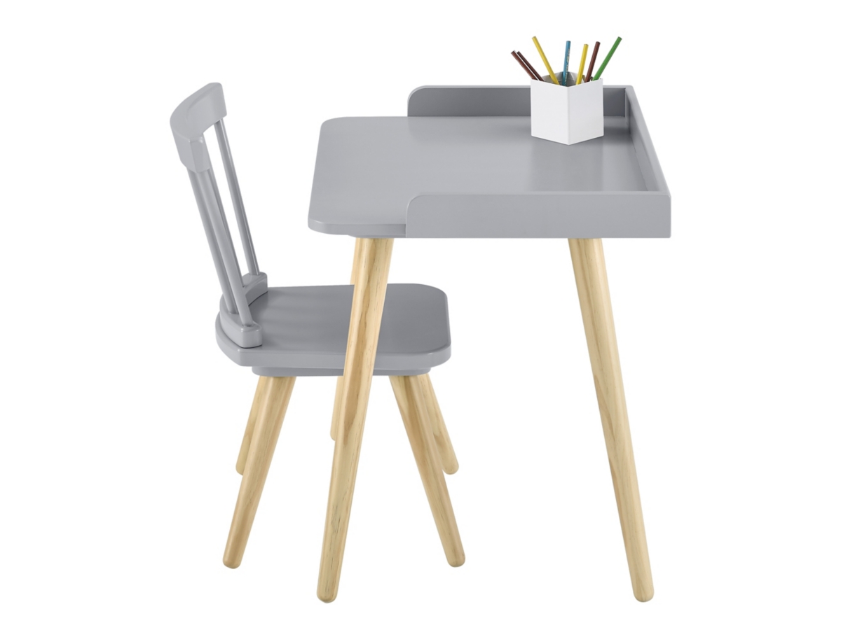 Delta Children Essex Desk and Chair Set, Black/Gray, large