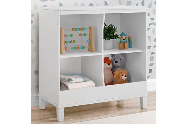 Change diapers and keep baby's necessities within reach with the stylish, modern Huck Convertible Changing Table by Delta Children. The four open cubbies provide plenty of storage space and the included changing topper keeps the changing pad firmly in place (changing pad sold separately). Best of all, its innovative 2-in-1 design allows the changing topper to be easily removed once your child is potty-trained, effortlessly converting the piece into a standalone storage piece. A great option that will grow with your child, from nursery to big-kid room, the Huck Convertible Changing Table by Delta Children is also ideal for shared bedrooms, or anywhere you need a space-saving storage piece. Available in gray or Bianca White, and coordinates with other items from Delta Children in the same finish.VERSATILE: This convertible changing table can be used in the nursery, livingroom or anywhere in the house.Features 4 storage cubbies. Removeable changing top included (changing pad sold separately) | SAFE OPTION: We know chemicals have no place in your house, so we use a non-toxic multi-step painting process that is lead and phthalate safe. This convertible changing table includes a tipover restraint (safety anchor) for you to securely attach it to your wall. Engineered and tested for safety. JPMA certified to meet or exceed all safety standards set by the CPSC and ASTM | COORDINATING ITEMS: Any baby crib or dresser by Delta Children in the same color | QUALITY MATERIAL: Made of sustainable woods like New Zealand Pine and TSCA compliant engineered wood. Tested for lead and other toxic elements to meet or exceed government and ASTM safety standards.Durable and easy to clean finish; wipe with damp cloth and dry immediately | SIZE: Assembled dimensions: 34.25"W x 18.5"D x 39"H . Cubby Openings: 16"W x 16"D - Top - 14.75"H and Bottoms 13.25"H. Fits changing pad 32"L x 16.25"W x 1"H (sold separately). Easy assembly