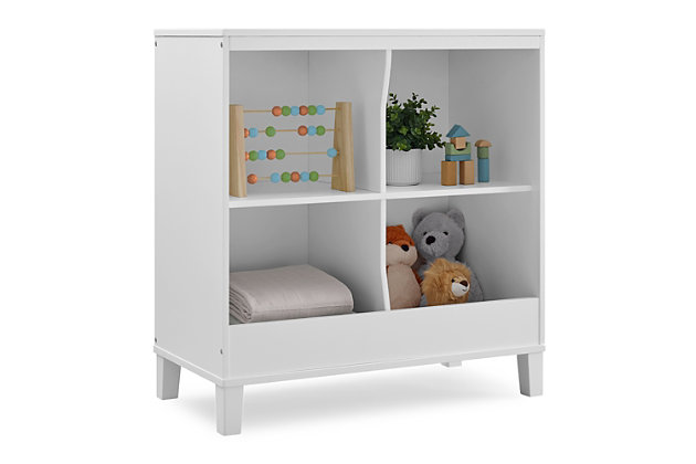 Change diapers and keep baby's necessities within reach with the stylish, modern Huck Convertible Changing Table by Delta Children. The four open cubbies provide plenty of storage space and the included changing topper keeps the changing pad firmly in place (changing pad sold separately). Best of all, its innovative 2-in-1 design allows the changing topper to be easily removed once your child is potty-trained, effortlessly converting the piece into a standalone storage piece. A great option that will grow with your child, from nursery to big-kid room, the Huck Convertible Changing Table by Delta Children is also ideal for shared bedrooms, or anywhere you need a space-saving storage piece. Available in gray or Bianca White, and coordinates with other items from Delta Children in the same finish.VERSATILE: This convertible changing table can be used in the nursery, livingroom or anywhere in the house.Features 4 storage cubbies. Removeable changing top included (changing pad sold separately) | SAFE OPTION: We know chemicals have no place in your house, so we use a non-toxic multi-step painting process that is lead and phthalate safe. This convertible changing table includes a tipover restraint (safety anchor) for you to securely attach it to your wall. Engineered and tested for safety. JPMA certified to meet or exceed all safety standards set by the CPSC and ASTM | COORDINATING ITEMS: Any baby crib or dresser by Delta Children in the same color | QUALITY MATERIAL: Made of sustainable woods like New Zealand Pine and TSCA compliant engineered wood. Tested for lead and other toxic elements to meet or exceed government and ASTM safety standards.Durable and easy to clean finish; wipe with damp cloth and dry immediately | SIZE: Assembled dimensions: 34.25"W x 18.5"D x 39"H . Cubby Openings: 16"W x 16"D - Top - 14.75"H and Bottoms 13.25"H. Fits changing pad 32"L x 16.25"W x 1"H (sold separately). Easy assembly