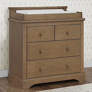 Simmons Kids Kids Paloma 4 Drawer Dresser with Changing Top, Brown/Beige, rollover