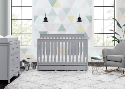 Gray crib white dresser sale