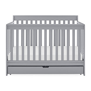 Delta Children Mercer 6-in-1 Convertible Crib with Storage Trundle, Black/Gray, large
