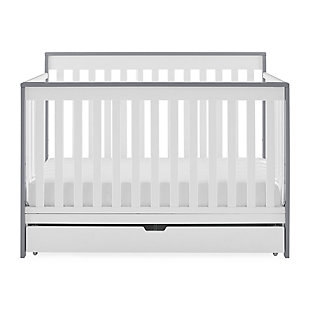 Delta Children Mercer 6-in-1 Convertible Crib with Storage Trundle, Gray/White, large