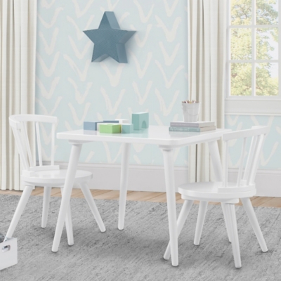 Delta Children Windsor Table and Chair Set, White, large
