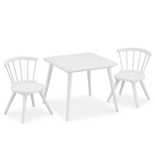 Delta Children Windsor Table and Chair Set, White, large