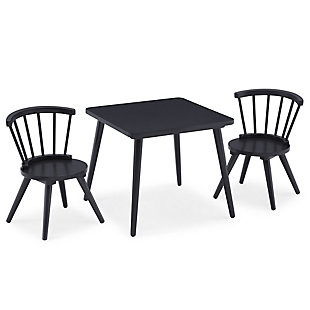 Delta Children Windsor Table and Chair Set, Black/Gray, large