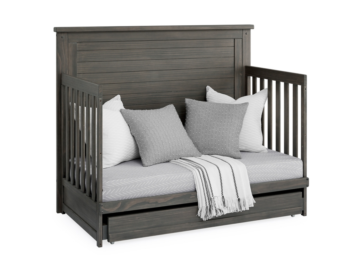 Simmons Kids Caden 6-in-1 Convertible Crib with Trundle Drawer, Rustic Gray, large