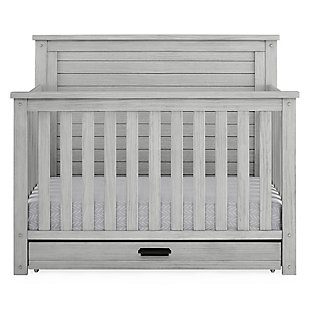 Simmons Kids Caden 6-in-1 Convertible Crib with Trundle Drawer, Black/Gray, large