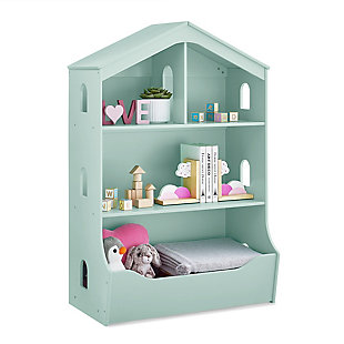Delta Children Playhouse Bookcase with Toy Storage, Mint, large