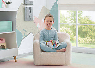 Delta Children Cozee Sherpa Chair for Kids for Ages 18 Months and Up, White, rollover