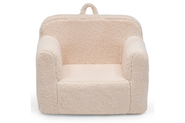Cozy up to the Cozee Sherpa Chair for Kids by Delta Children. A snuggly spot for reading, watching TV or just hanging out, this supremely comfy chair features a Sherpa slipcover that adds texture and comfort, plus it's removable and machine washable for easy cleaning. Perfect for the playroom, living room or your child's bedroom, this kids' foam chair goes anywhere they do--the lightweight design with handle on top is easy to move from room to room. Recommended for ages 18 months+. Delta Children was founded around the idea of ma safe, high-quality children's products affordable for all families. They know there's nothing more important than safety when it comes to your child's space. That's why all Delta Children products are built with long-lasting materials to ensure they stand up to years of jumping and playing. Plus, they are rigorously tested to meet or exceed all industry safety standards.SO COZY: This kids' foam chair features a super-soft Sherpa slipcover that adds texture and comfort. Lightweight design with handle is easy to move from room to room | EASY TO CLEAN: Removable and machine washable slipcover zips off for easy cleaning | USE IT ANYWHERE: Kids can use this foam chair anywhere for anything, whether its reading, playing video games, watching tv, or just relaxing, this chair will keep them comfortable the entire time | PERFECT SIZE: Assembled dimensions: 25"W x 18"D x 20.5"H. Seat Size: 13"L x 15"W. Assembly required; foam inserts easily slip into the fabric cover. Recommended for ages 18 months+ | SAFE OPTION: This comfy kids' chair meets or exceeds all safety standards