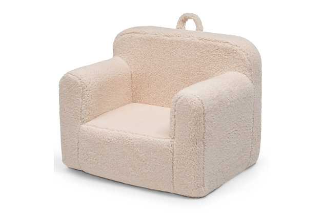 Cozy up to the Cozee Sherpa Chair for Kids by Delta Children. A snuggly spot for reading, watching TV or just hanging out, this supremely comfy chair features a Sherpa slipcover that adds texture and comfort, plus it's removable and machine washable for easy cleaning. Perfect for the playroom, living room or your child's bedroom, this kids' foam chair goes anywhere they do--the lightweight design with handle on top is easy to move from room to room. Recommended for ages 18 months+. Delta Children was founded around the idea of making safe, high-quality children's products affordable for all families. They know there's nothing more important than safety when it comes to your child's space. That's why all Delta Children products are built with long-lasting materials to ensure they stand up to years of jumping and playing. Plus, they are rigorously tested to meet or exceed all industry safety standards.SO COZY: This kids' foam chair features a super-soft Sherpa slipcover that adds texture and comfort. Lightweight design with handle is easy to move from room to room | EASY TO CLEAN: Removable and machine washable slipcover zips off for easy cleaning | USE IT ANYWHERE: Kids can use this foam chair anywhere for anything, whether its reading, playing video games, watching tv, or just relaxing, this chair will keep them comfortable the entire time | PERFECT SIZE: Assembled dimensions: 25"W x 18"D x 20.5"H. Seat Size: 13"L x 15"W. Assembly required; foam inserts easily slip into the fabric cover. Recommended for ages 18 months+ | SAFE OPTION: This comfy kids' chair meets or exceeds all safety standards