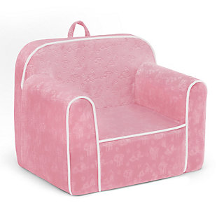 Cozy up to Serta's Perfect Sleeper Foam Chair for Kids. A snuggly spot for reading, watching TV or just hanging out, this supremely comfy chair features a velvety slipcover with embossed sheep pattern that adds texture and comfort, plus it's removable and machine washable for easy cleaning. Perfect for the playroom, living room or your child's bedroom, this kids' foam chair goes anywhere they do--the lightweight design with handle on top is easy to move from room to room. Recommended for ages 18 months+.SO COZY: This kids' foam chair features a super-soft velvety slipcover with embossed sheep pattern that adds texture and comfort. Lightweight design with handle is easy to move from room to room | EASY TO CLEAN: Removable and machine washable slipcover zips off for easy cleaning | USE IT ANYWHERE: Kids can use this foam chair anywhere for anything, whether its reading, playing video games, watching tv, or just relaxing, this chair will keep them comfortable the entire time | PERFECT SIZE: Assembled dimensions: 25"W x 18"D x 20.5"H. Seat Size: 13"L x 15"W. Assembly required; foam inserts easily slip into the fabric cover. Recommended for ages 18 months+ | SAFE OPTION: This comfy kids' chair meets or exceeds all safety standards