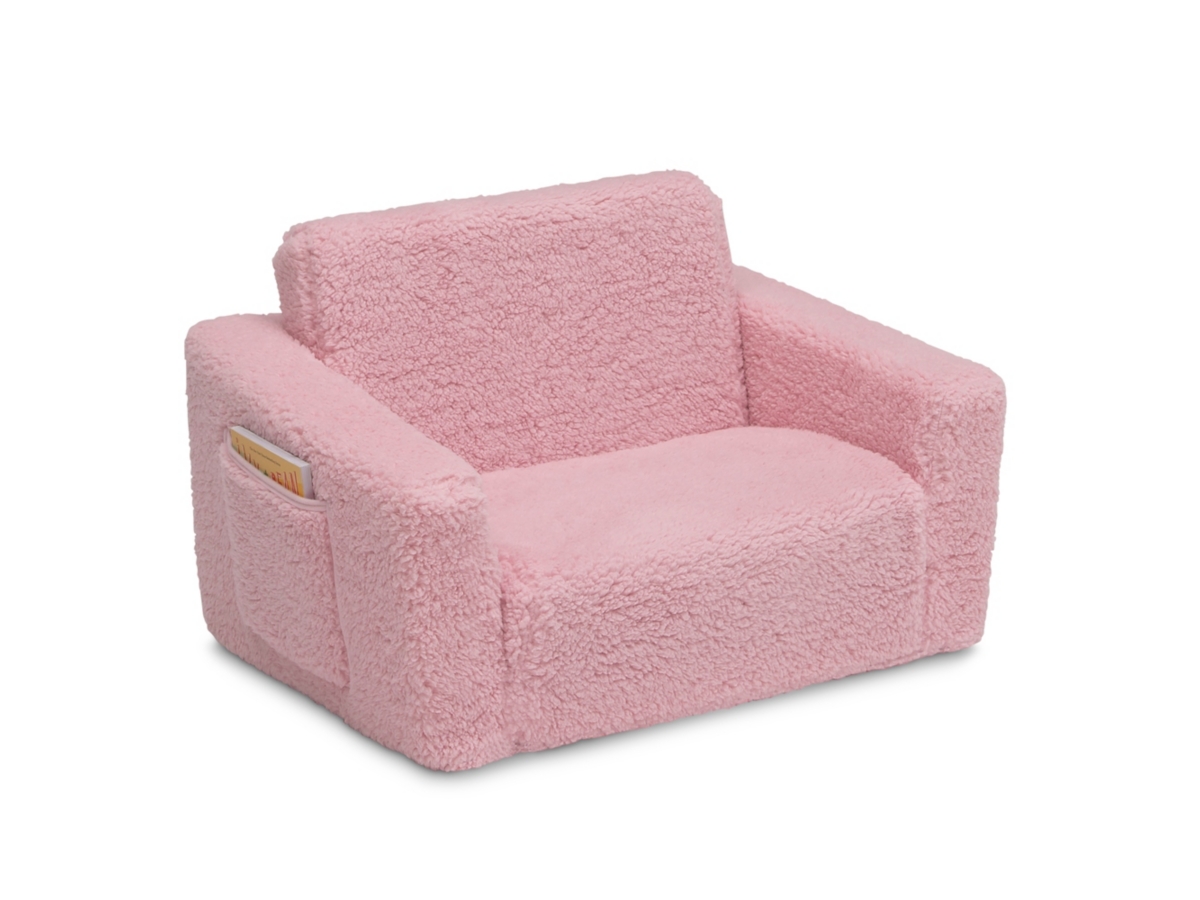 Delta Children Cozee Flip-Out Sherpa 2-in-1 Convertible Chair to Lounger for Kids, Purple, large