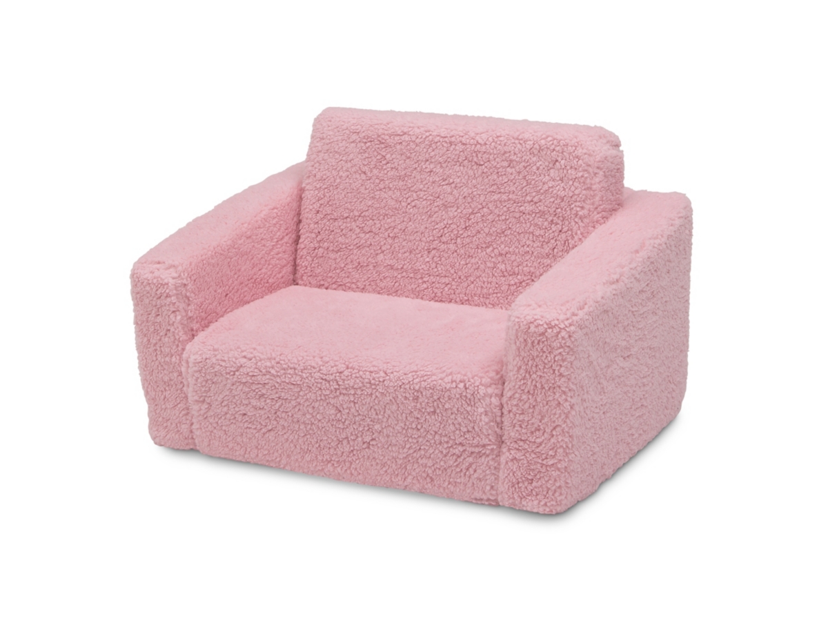 Delta Children Cozee Flip-Out Sherpa 2-in-1 Convertible Chair to Lounger for Kids, Purple, large