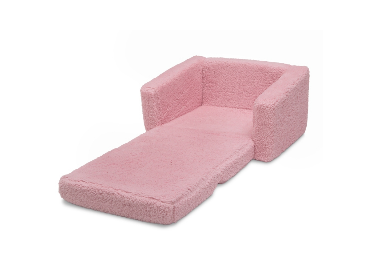 Delta Children Cozee Flip-Out Sherpa 2-in-1 Convertible Chair to Lounger for Kids, Purple, large