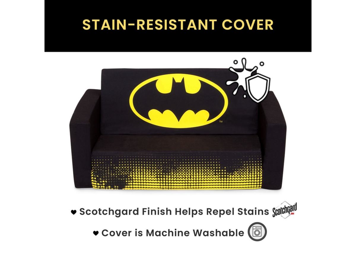 Delta Children Batman Cozee Flip-Out Sofa - 2-in-1 Convertible Sofa to Lounger for Kids, , large