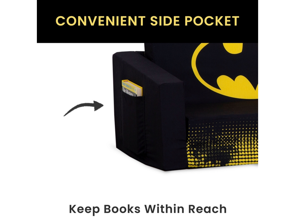 Delta Children Batman Cozee Flip-Out Sofa - 2-in-1 Convertible Sofa to Lounger for Kids, , large