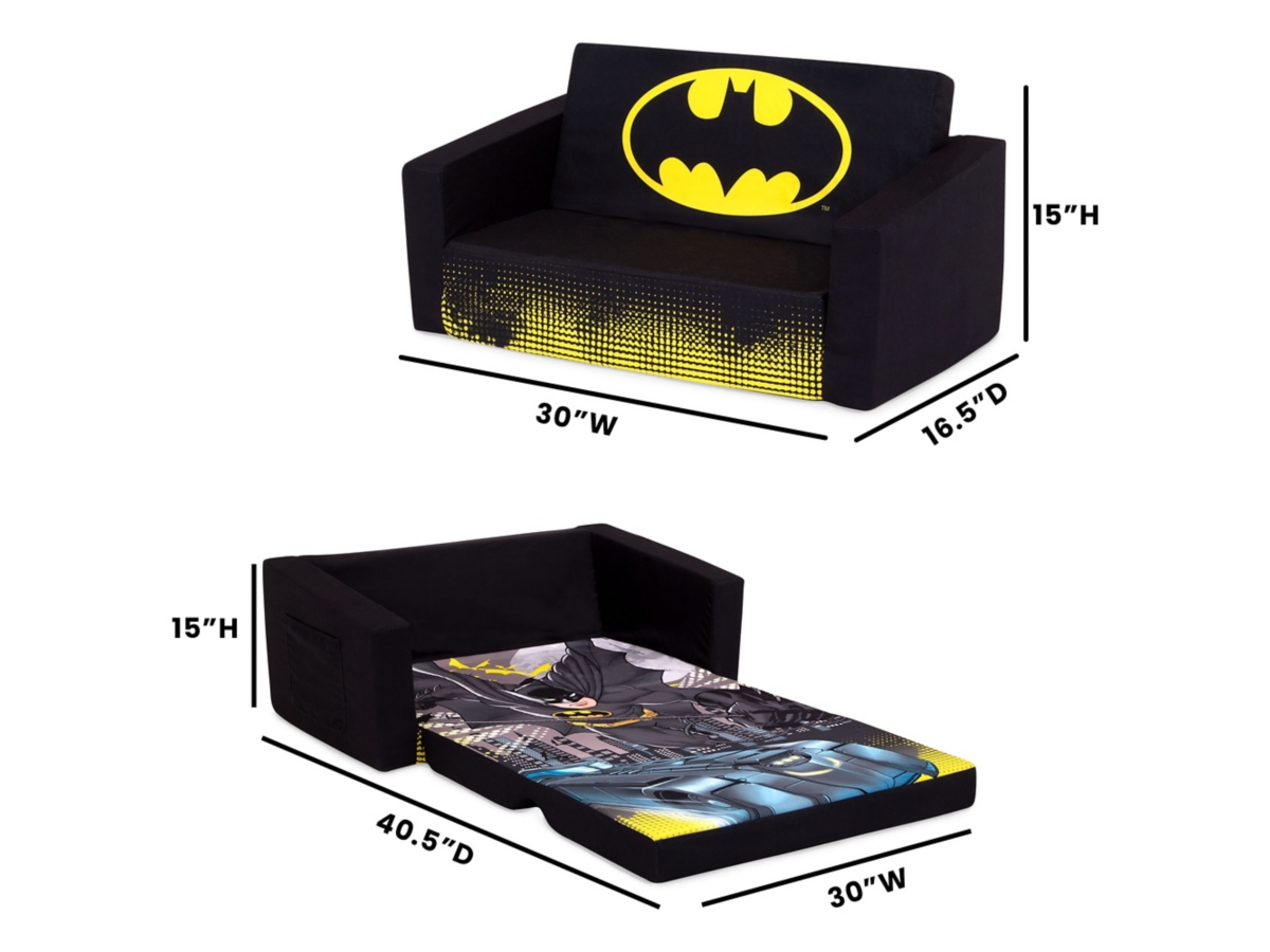 Delta Children Batman Cozee Flip-Out Sofa - 2-in-1 Convertible Sofa to Lounger for Kids, , large