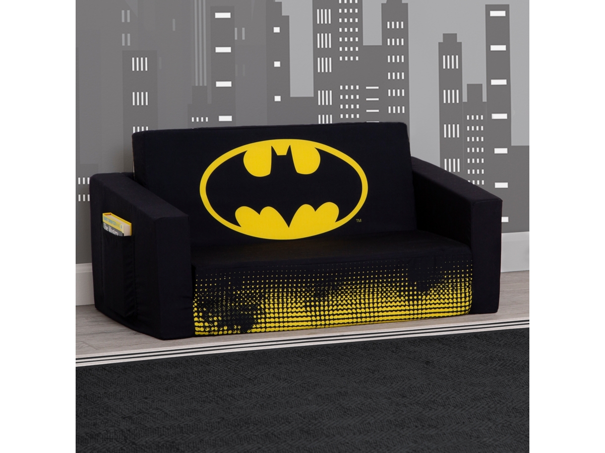 Delta Children Batman Cozee Flip-Out Sofa - 2-in-1 Convertible Sofa to Lounger for Kids, , large