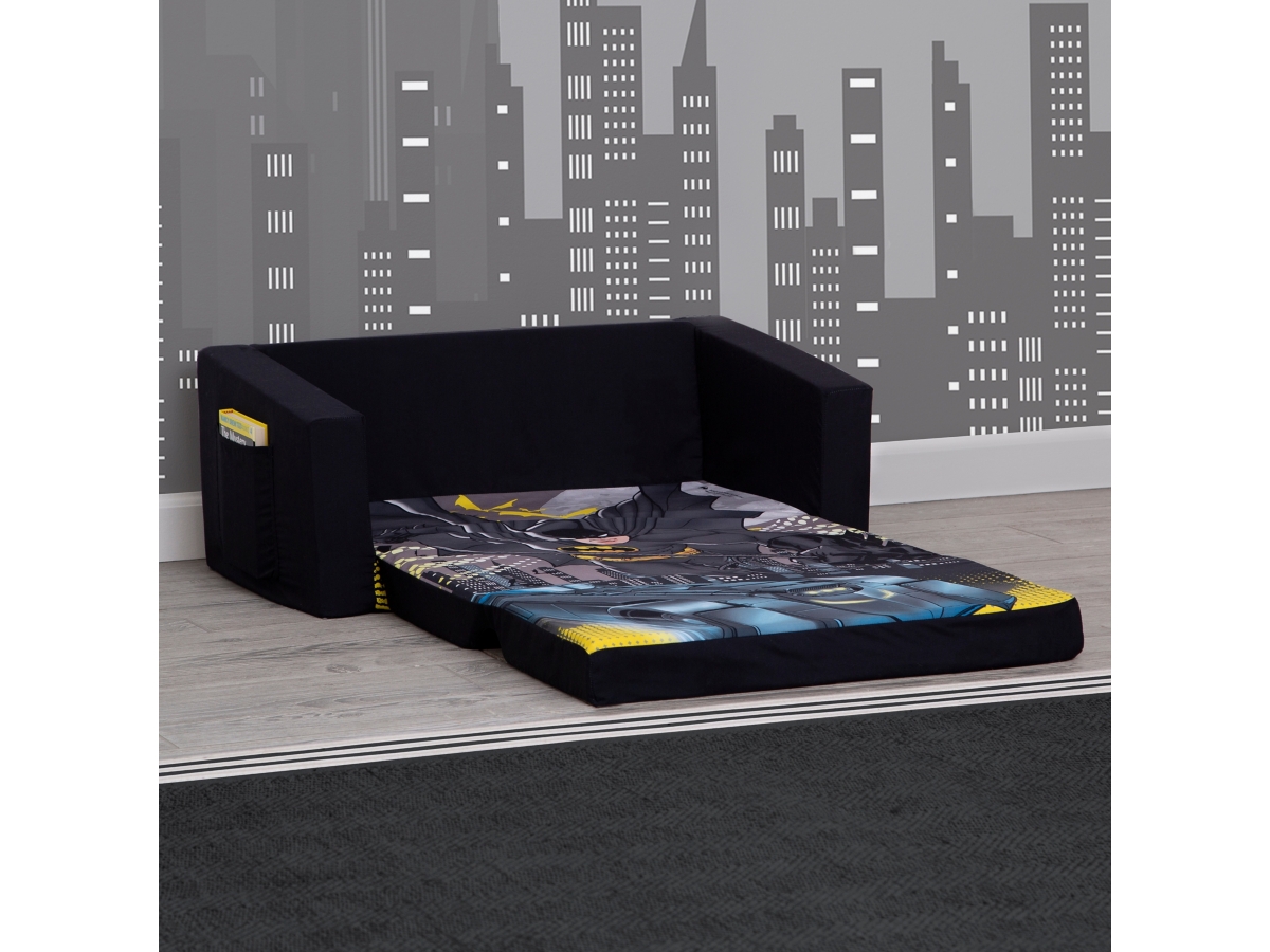 Delta Children Batman Cozee Flip-Out Sofa - 2-in-1 Convertible Sofa to Lounger for Kids, , large