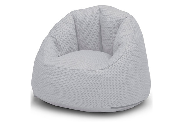 For a truly luxurious lounge chair for your child, choose Serta's iComfort Fluffy Chair with Memory Foam Seat. The chair is filled with a shredded foam that contours to your child's body, and delivers more support than traditional bean bag chairs, while the seat features a layer of memory foam for additional comfort. The perfect chair for reading, playing or snuggling, the soft, quilted cover and supportive back help give kids an oh-so-cozy spot to call their own, and its lightweight design means it can go anywhere your child goes. The innovative foam construction will keep its shape for long-lasting use that will accommodate to your child's needs, year after year. Plus, the chair's non-slip bottom ensures it stays in place. It's the perfect chair for your playroom, bedroom or living room.PREMIUM MATERIALS: Generous foam filling is durable and keeps its shape longer than a traditional bean bag chair. Memory foam seat and supportive back offer additional comfort. Non-slip bottom keeps chair in place | LUXE COVER: Quilted iComfort cover is super-soft. Non-crinkly design is quieter than bean bag chair. Machine washable cover, wash before use | EASY TO UNBOX: Chair ships in super-small box. Expands quickly and keeps its shape. Once unboxed chair expands 5x (may take 24 hours to fully expand). Fully expanded size: 27"L x 27"W x 23"H | PORTABLE + VERSATILE COMFORT: Lightweight chair can be moved from room to room. Comfier than a bean bag chair. Great for bedrooms, playrooms, basements, gaming, studying or dorm rooms. Recommended for ages 2-10 years (holds up to 100 lbs.) | CHILD SAFE ZIPPER: To prevent kids from opening the chair, we use a childproof zipper that comes without a pull, it can only be opened using a paperclip. Chair meets or exceeds government and ASTM safety standards