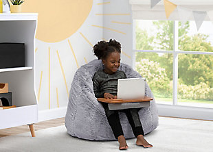 Delta Children Cozee Fluffy Chair and Bamboo Lap Desk Set, , rollover