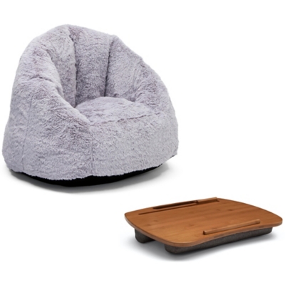 Delta Children Cozee Fluffy Chair and Bamboo Lap Desk Set, , large