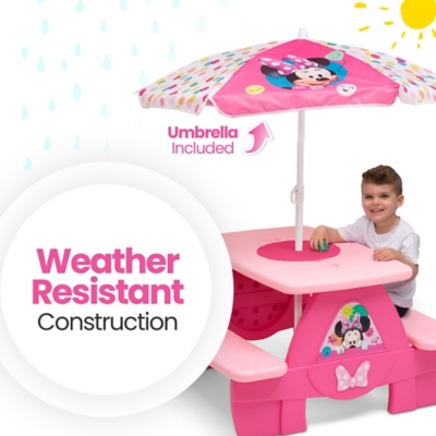 Delta Children Disney Minnie Mouse LEGO compatible Picnic Table with Umbrella Ashley