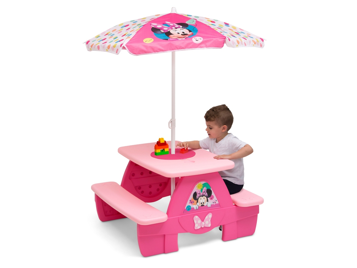 Delta Children Disney Minnie Mouse LEGO compatible Picnic Table with Umbrella Ashley