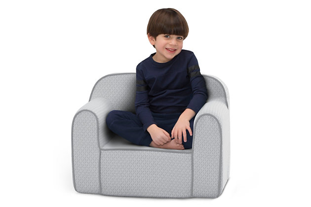 Cozy up to Serta's iComfort Memory Foam Chair for Kids. A snuggly spot for reading, watching TV or just hanging out, this supremely comfy chair features a memory foam seat for additional comfort and a luxurious quilted slipcover. The slipcover is removable and machine washable for easy cleaning. Perfect for the playroom, living room or your child's bedroom, this kids' foam chair goes anywhere they do--the lightweight design with handle on top is easy to move from room to room. Recommended for ages 18 months+.SO COZY: This kids' foam chair features a luxurious quilted slipcover and memory foam seat. Lightweight design with handle is easy to move from room to room | EASY TO CLEAN: Removable and machine washable slipcover zips off for easy cleaning | USE IT ANYWHERE: Kids can use this foam chair anywhere for anything, whether its reading, playing video games, watching tv, or just relaxing, this chair will keep them comfortable the entire time | PERFECT SIZE: Assembled dimensions: 25"W x 18"D x 20.5"H. Seat Size: 13"L x 15"W. Assembly required; foam inserts easily slip into the fabric cover. Recommended for ages 18 months+ | SAFE OPTION: This comfy kids' chair meets or exceeds all safety standards