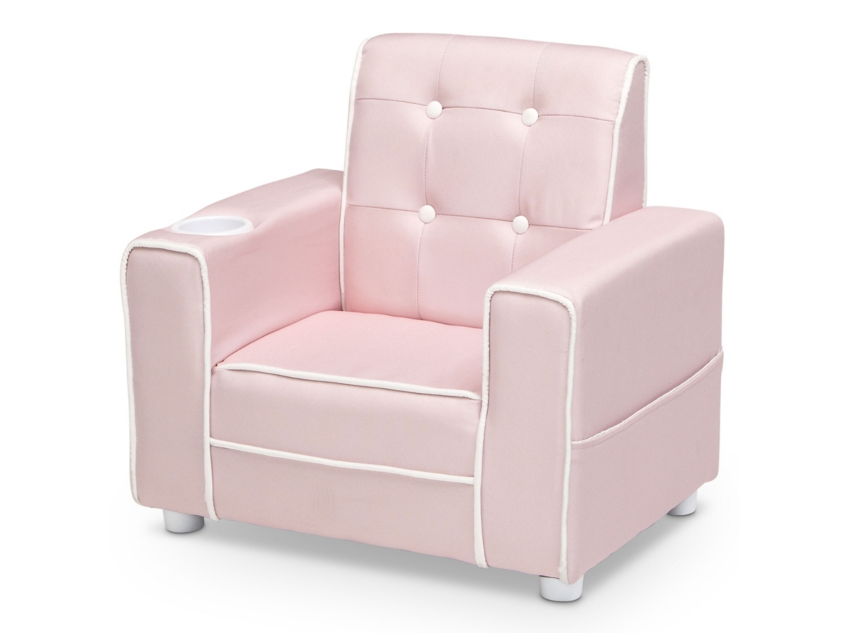 Delta Children Chelsea Kids Upholstered Chair with Cup Holder, Pink, large