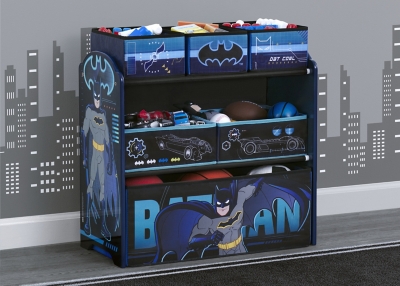 Delta Children Batman 6 Bin Design and Store Toy Organizer, Black/Gray