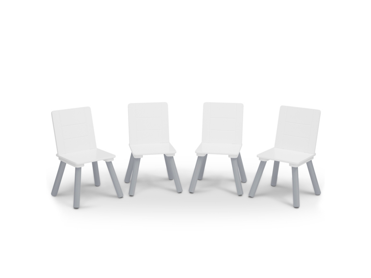 Delta Children Kids Table and Chair Set (4 Chairs Included), White/Gray, large