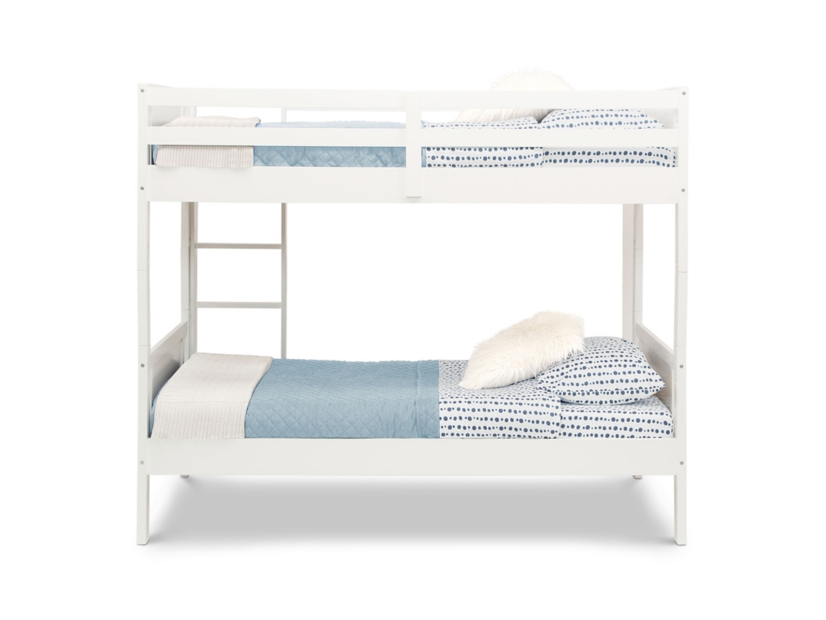 Delta Children Convertible Twin Over Twin Wood Bunk Bed with Ladder and Guardrails, White, large