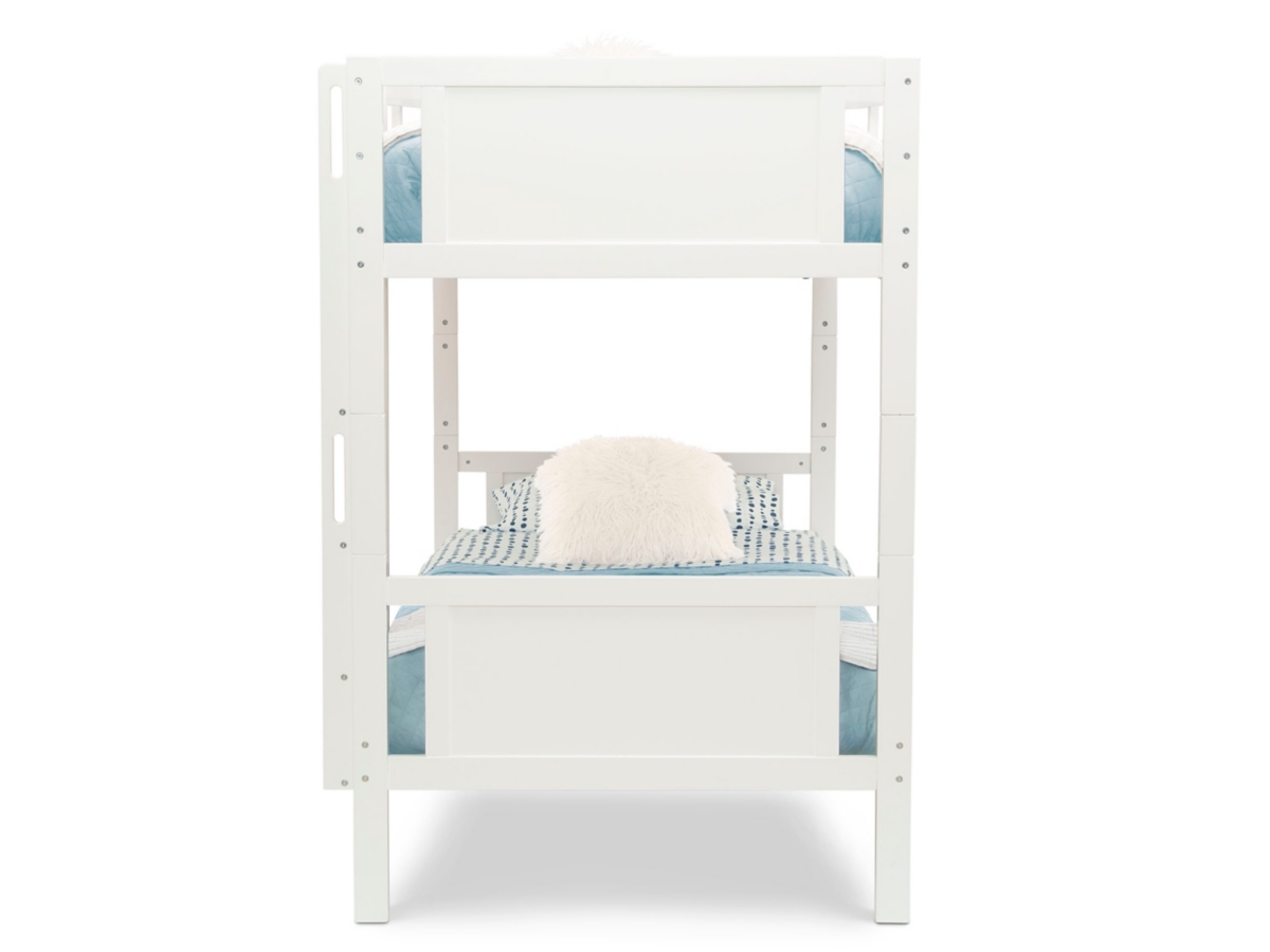 Delta Children Convertible Twin Over Twin Wood Bunk Bed with Ladder and Guardrails, White, large