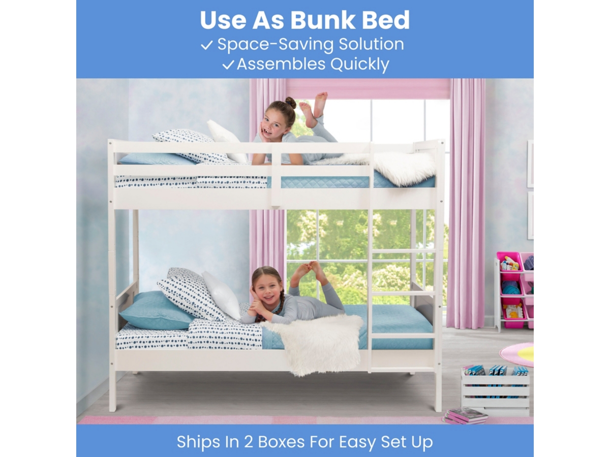 Delta Children Convertible Twin Over Twin Bunk Bed with Ladder and Guardrails Ashley