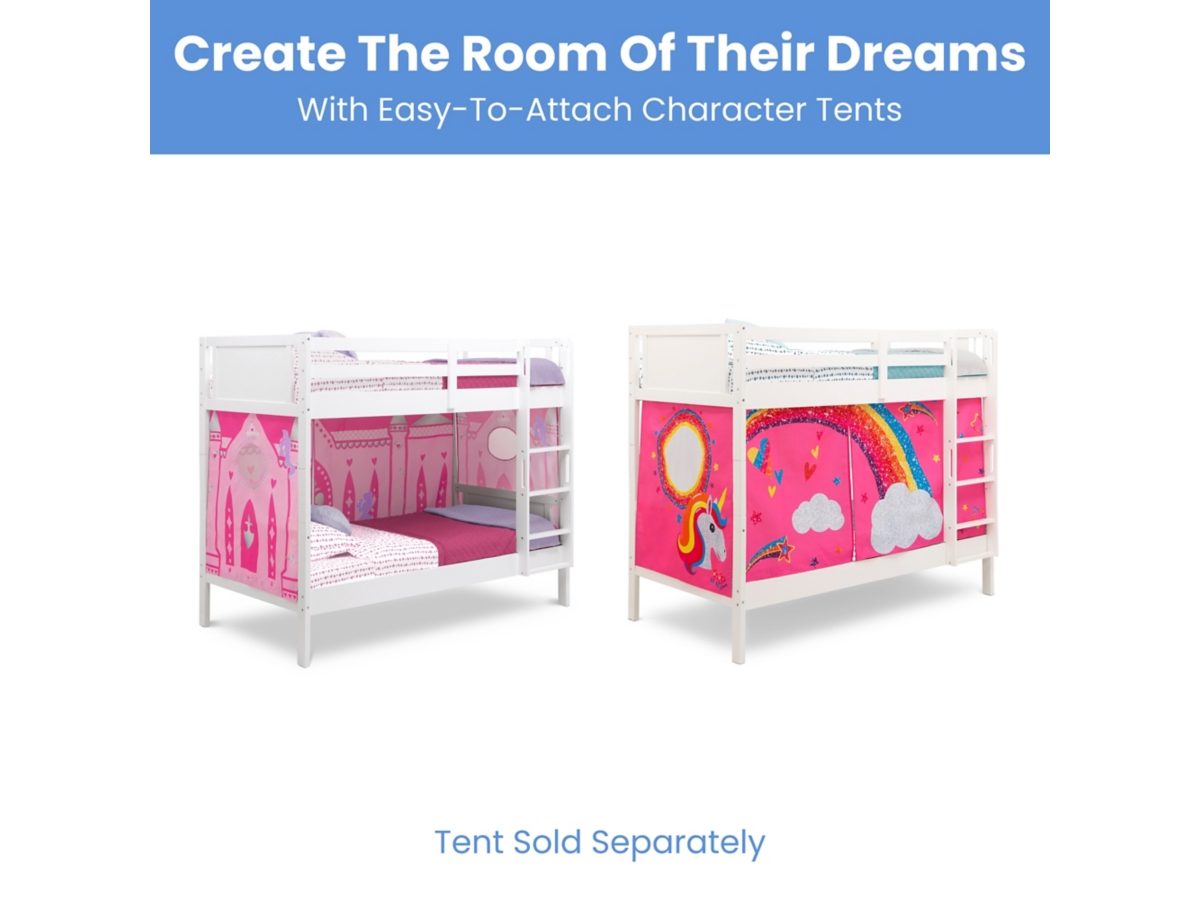 Delta Children Convertible Twin Over Twin Wood Bunk Bed with Ladder and Guardrails, White, large