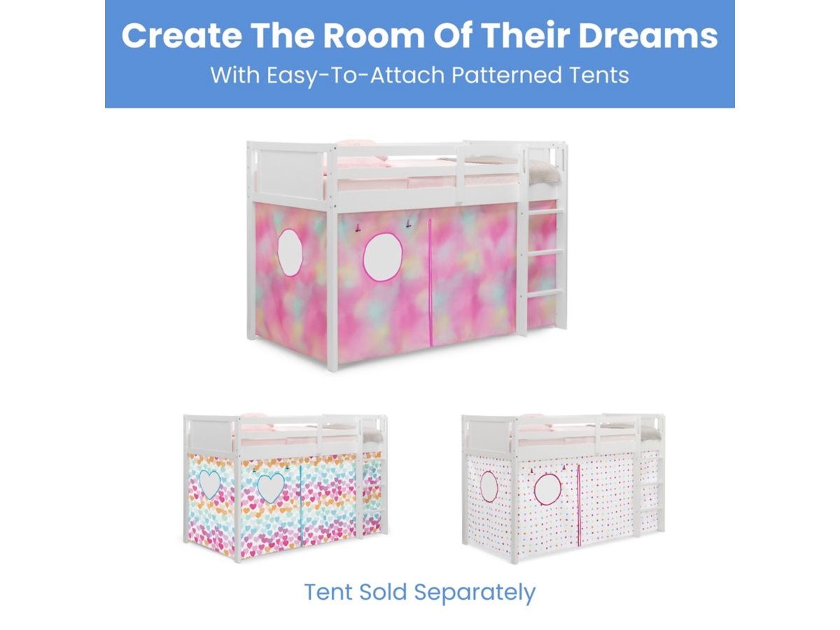 Delta Children Convertible Twin Over Twin Wood Bunk Bed with Ladder and Guardrails, White, large