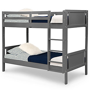 Delta Children Convertible Twin Over Twin Wood Bunk Bed with Ladder and Guardrails, Charcoal, large