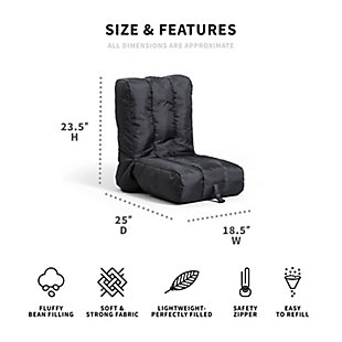 Big Joe Grab & Go Bean Bag Chair, Black, large