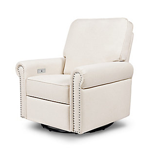 Namesake Linden Electronic Recliner and Swivel Glider in Eco-Performance Fabric with USB port | Water Repellent & Stain Resistant, Cream, large