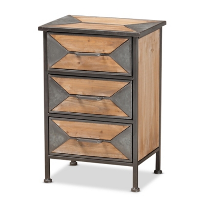 Baxton Studio Laurel 3-Drawer Nightstand - Thumbnail 4