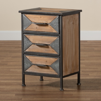 Baxton Studio Laurel 3-Drawer Nightstand - Thumbnail 3