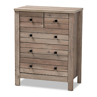 Baxton Studio Derek Modern and Contemporary Transitional Natural Oak Finished Wood 5-Drawer Chest, , large