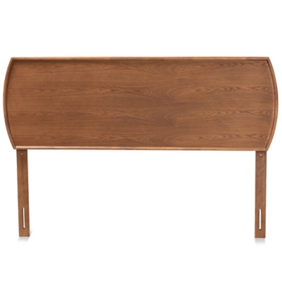 Baxton Studio Laurien Mid-Century Modern Ash Walnut Finished Wood Size Headboard, Ash Walnut, large