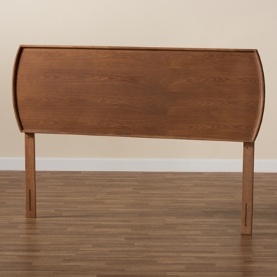 Baxton Studio Laurien Mid-Century Modern Ash Walnut Finished Wood Size Headboard, Ash Walnut, large